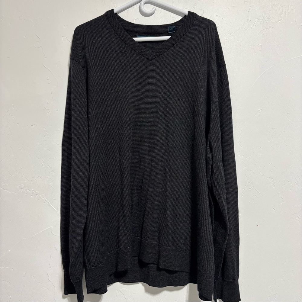 Perry Ellis Men's V Neck Sweater Pullover 2X Cotton Modal Winter Fall Basic